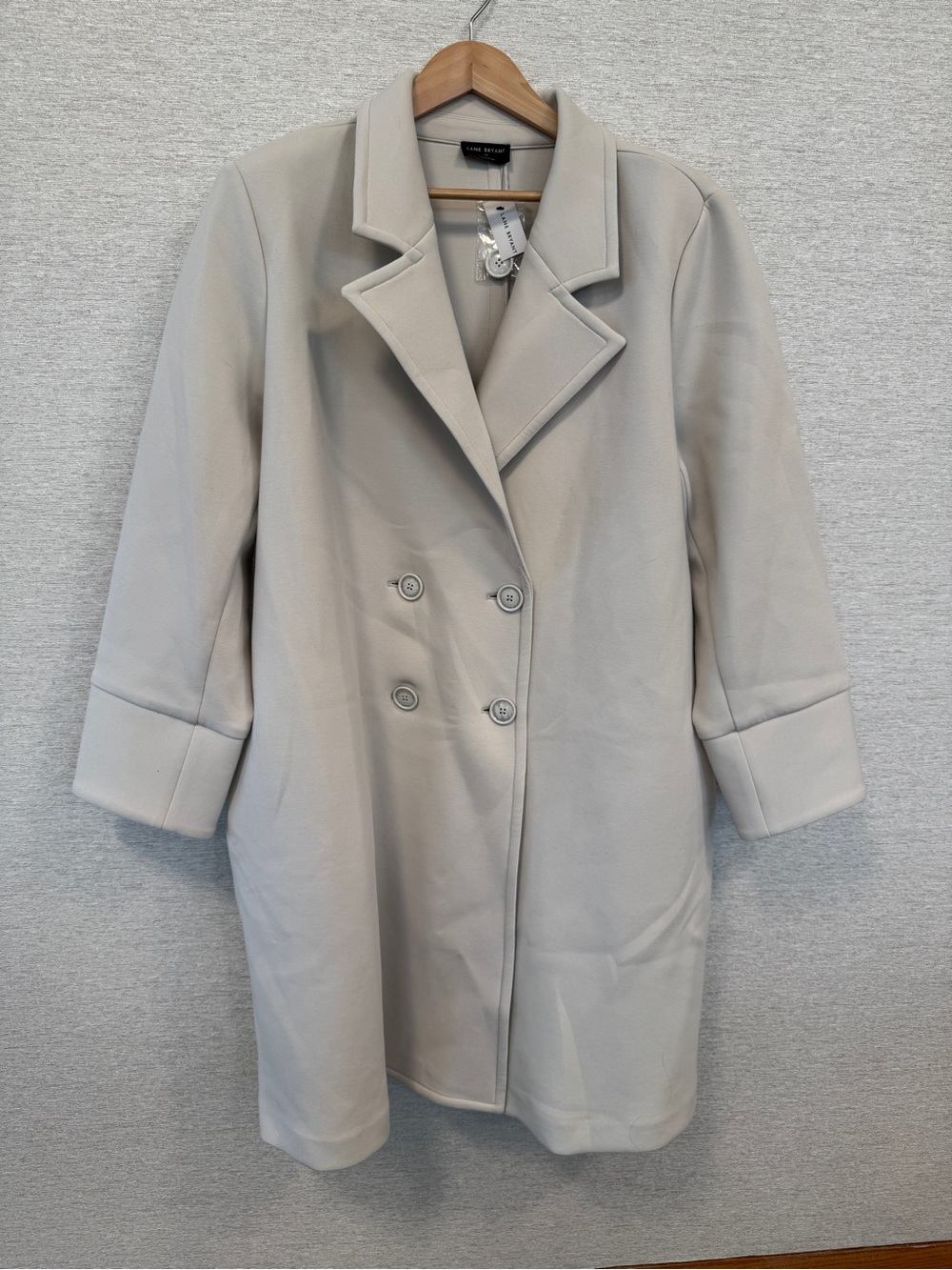 Lane Bryant Light Cream Scuba Double-Breasted Pea Coat